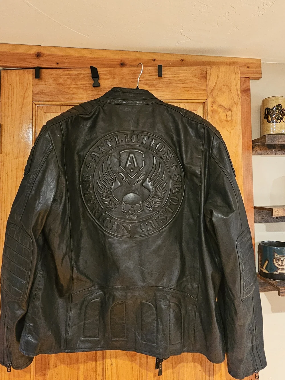 Affliction Men's Dark Brown Leather Bomber Jacket